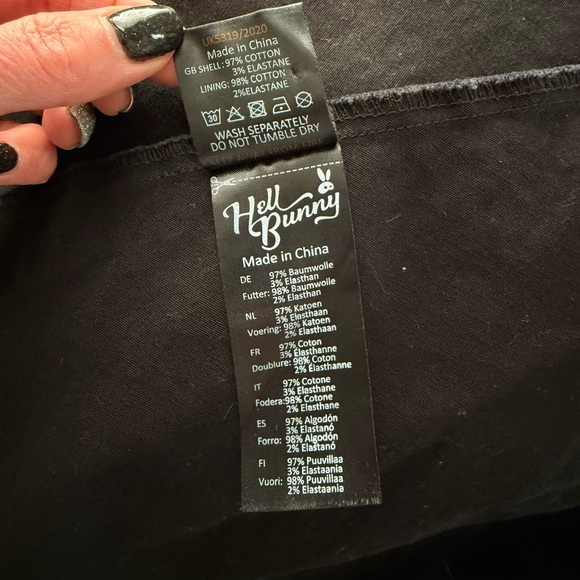 Hell Bunny Black Dress with White Embroidery - Picture 7 of 9